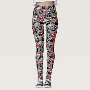 graue Weihnachtskatzen Leggings