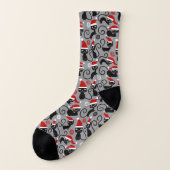 graue Weihnachtskatzen Socken (Links - Außen)
