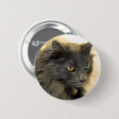 Graue WeihnachtsMiezekatze IIII Button (Vorne & Hinten)