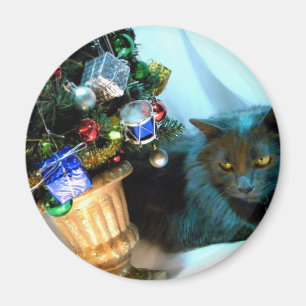 Graue WeihnachtsMiezekatze V Magnet