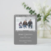 Graue Weihnachtsstars Weihnachtsfotokarte Feiertagskarte (Stehend Vorderseite)