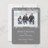 Graue Weihnachtsstars Weihnachtsfotokarte Feiertagskarte (Vorderseite)