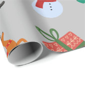 Graue Weihnachtssymbole Geschenkpapier (Rolleneckpunkt)