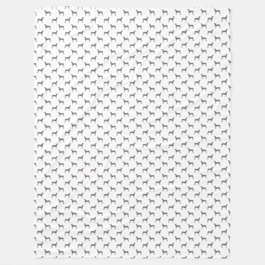 Graue Weimaraner Silhouetten auf weißem Fleecedecke (Vorderseite)