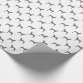 Graue Weimaraner Silhouetten auf weißem Geschenkpapier (Ecke)