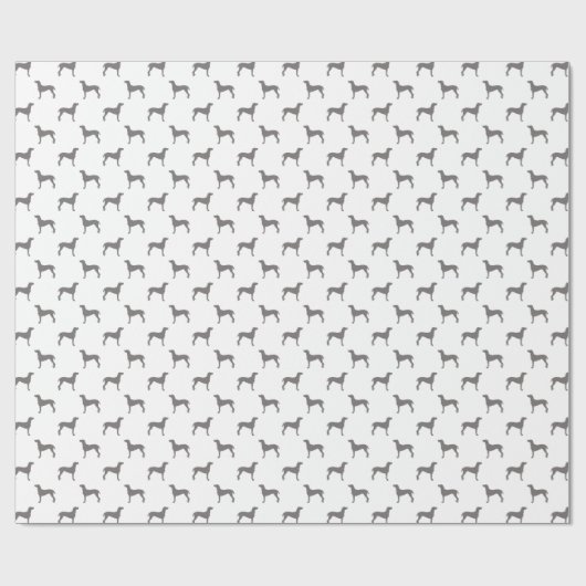 Graue Weimaraner Silhouetten auf weißem Geschenkpapier (Flach)