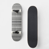 Graue weiße Azteken-Muster-Design Skateboard (Vorderseite)