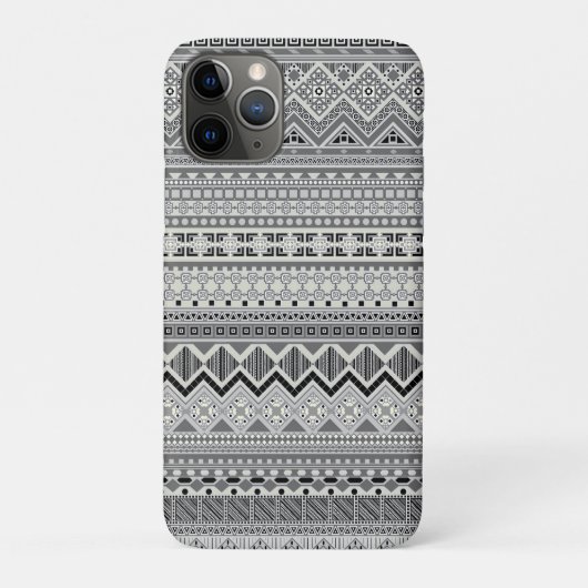 Graue weiße Azteken-Musterdesign Case-Mate iPhone Hülle (Rückseite)
