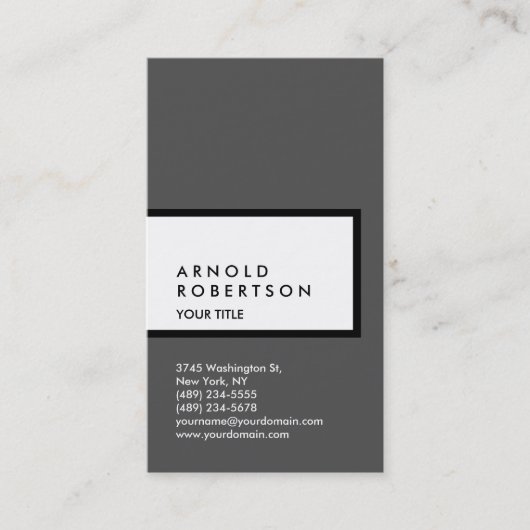 Graue, weiße Berufliche Visitenkarte (Vorderseite)