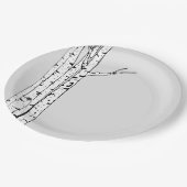 Graue weiße Birkenbaume Pappteller (Schrägansicht)