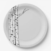 Graue weiße Birkenbaume Pappteller (Vorderseite)