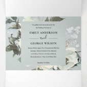 Graue, WEISSE, BLUMENWASSERFARBENDE BUNCHWÄSCHE Dreifach Gefaltete Einladung (Innenseite Mitte)