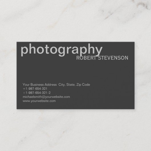 Graue weiße Fotografen-Visitenkarte Visitenkarte (Vorderseite)