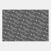 Graue weiße frohe Weihnachtsbaumen Geschenkpapier Set (Vorderseite 3)