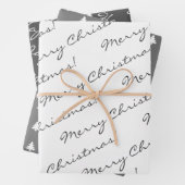 Graue weiße frohe Weihnachtsbaumen Geschenkpapier Set (Beispiel)