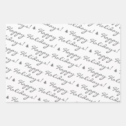 Graue weiße frohe Weihnachtsfeiertage Geschenkpapier Set (Vorderseite 3)