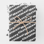 Graue weiße frohe Weihnachtsfeiertage Geschenkpapier Set (Beispiel)