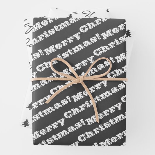 Graue weiße frohe Weihnachtsfeiertage Geschenkpapier Set (Beispiel)