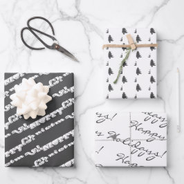 Graue weiße frohe Weihnachtsfeiertage Geschenkpapier Set