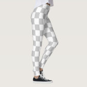 Graue, weiße, geometrische Quadrate Leggings (Rechts)
