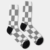 Graue, weiße, geometrische Quadrate Socken (Rechts)