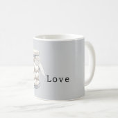 Graue Weiße Herzen Kaffeetasse (VorderseiteRechts)