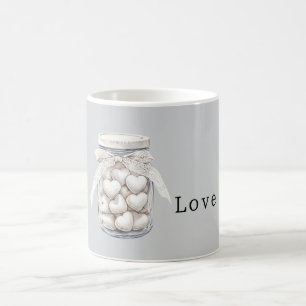 Graue Weiße Herzen   Kaffeetasse