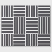 Graue Weiße Horizontale Vertikale Streifen Geschenkpapier (Flach)