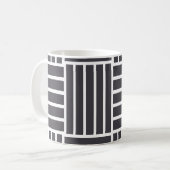 Graue Weiße Horizontale Vertikale Streifen Kaffeetasse (Vorderseite Links)
