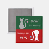 Graue/weiße Katze Gefüttert Erinnerung Magnet (Vorderseite/Rückseite)