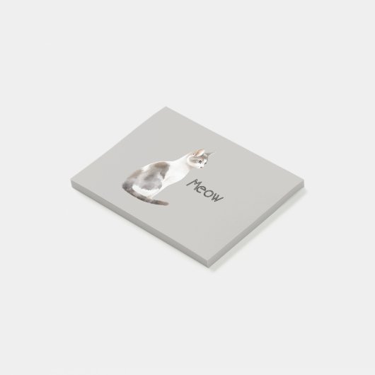 Graue Weiße Katze Post-it Klebezettel (angewinkelt)