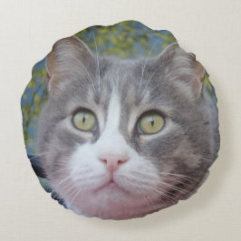 Graue weiße Katze Rundkissen Rundes Kissen