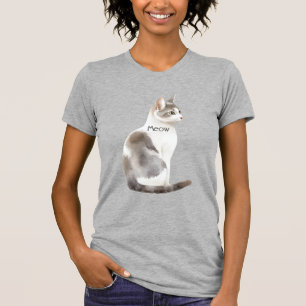 Graue Weiße Katze T-Shirt