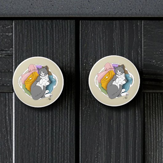 Graue Weiße Katzenhaare Wäsche Keramikknauf