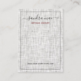 Graue weiße Leinentextur Look Juwelier Display Car Visitenkarte