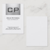 Graue, weiße Monogramm-Visitenkarte Visitenkarte (Vorne/Hinten)