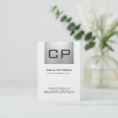 Graue, weiße Monogramm-Visitenkarte Visitenkarte (Stehend Vorderseite)