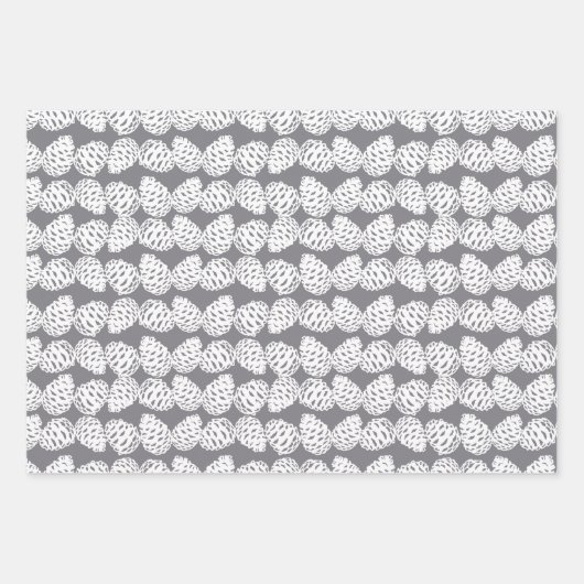 Graue, weiße Pinien Geschenkpapier Set (Vorderseite 2)