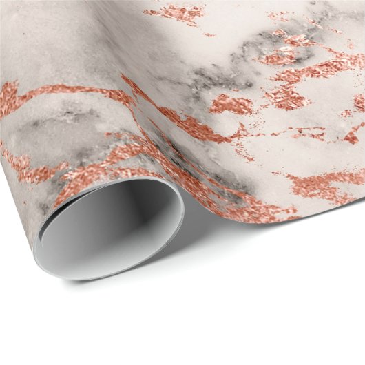 Graue, weiße Rose Gold rosa Marmorsteinfasseln Pin Geschenkpapier (Rolleneckpunkt)