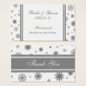 Graue weiße Schneeflocken Winter Wedding Favor Tag (Vorne & Hinten)