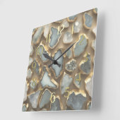Graue, weiße Steine in Gold geschnitten Quadratische Wanduhr (Winkel)