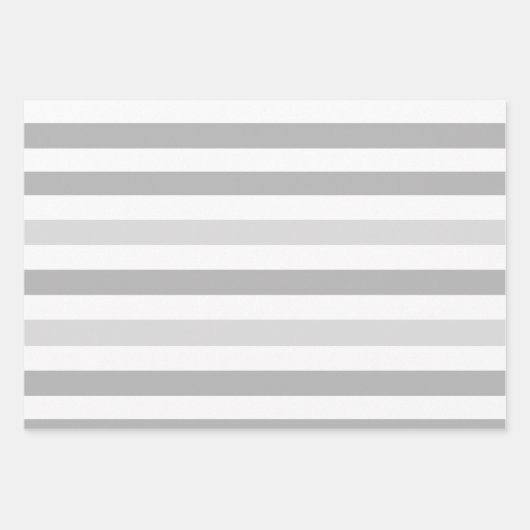 Graue weiße Streifen Geschenkpapier Set (Vorderseite)