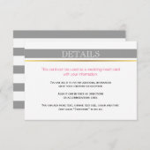 Graue weiße Streifen Gold, rosa Hochzeitskarte Begleitkarte (Vorne/Hinten)