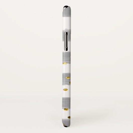 Graue, weiße Streifen, goldene Konfetti-Zellkiste Case-Mate iPhone Hülle (Hinten/Rechts)