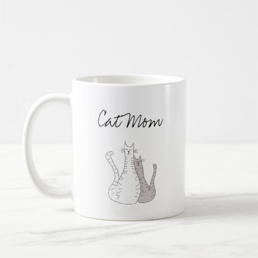 Graue weiße Tablette Katze Mama Kaffeetasse (Links)