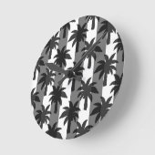 Graue, weiße tropische Palmen Streifen Design Runde Wanduhr (Winkel)