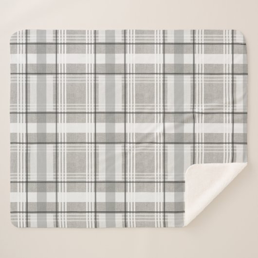 Graue, weiße u. schwarze karierte Sherpa Decke Sherpadecke (Vorderseite (Horizontal))
