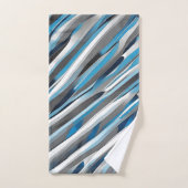 Graue, weiße und blaue Linienmuster Badhandtuch Set (Handtuch)