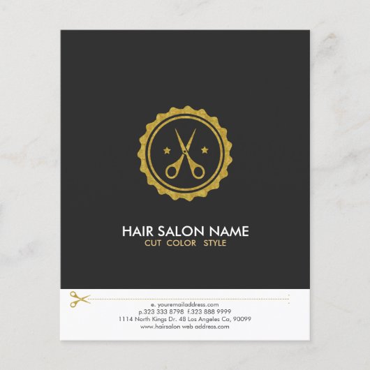 Graue weiße und goldene Scheren - Haarstylist-Logo Flyer (Vorne)