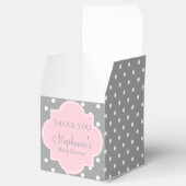 Graue, weiße und pastellrosa Polka Dot Baby Dusche Geschenkschachtel (Geöffnet)